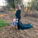 Maternity-dress-rental-forest-green-fitted-dress-1