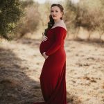 Maternity-dress-rental-maroon-fitted-1