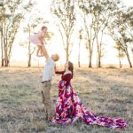 Maternity-dress-rental-maroon-fitted-with-floral-skirt-one-piece-2