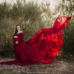 Maternity-dress-rental-maroon-fitted-with-skirt-1