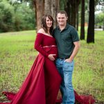 Maternity-dress-rental-maroon-fitted-with-skirt-3